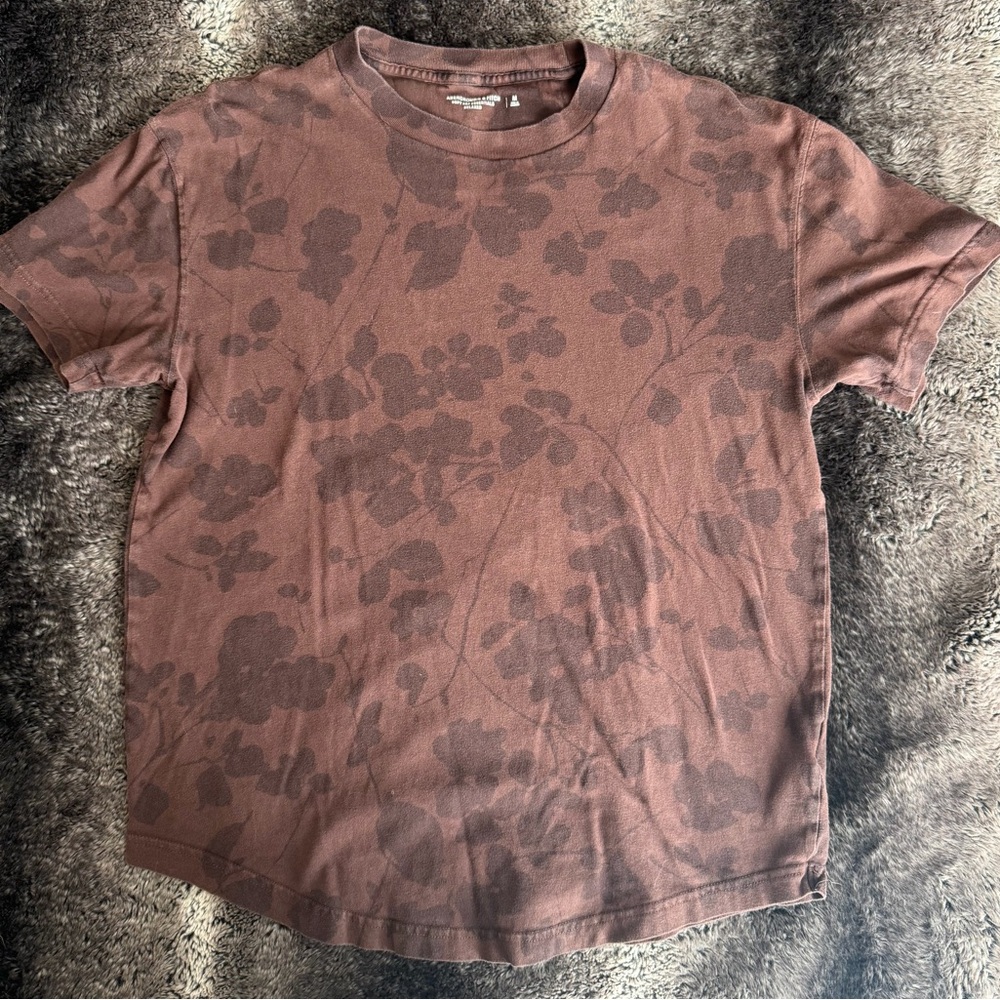 Abercrombie & Fitch Earthy Floral Brown/Red(ish) Tee
